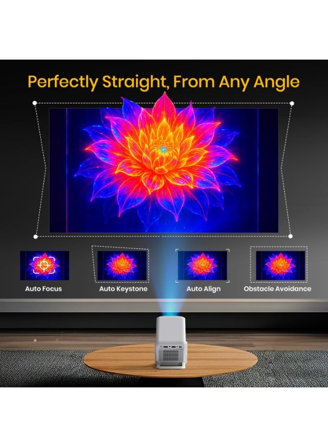 بورترونيكس Portronics Beem 450 Smart LED Projector with 1080p Full HD Resolution, Built-in Streaming Apps (Netflix, Prime Video, Hotstar), 4000 Lumens, Screen Mirroring, 3 Watt Speaker, Bluetooth, Wi-Fi (White) - Image 2